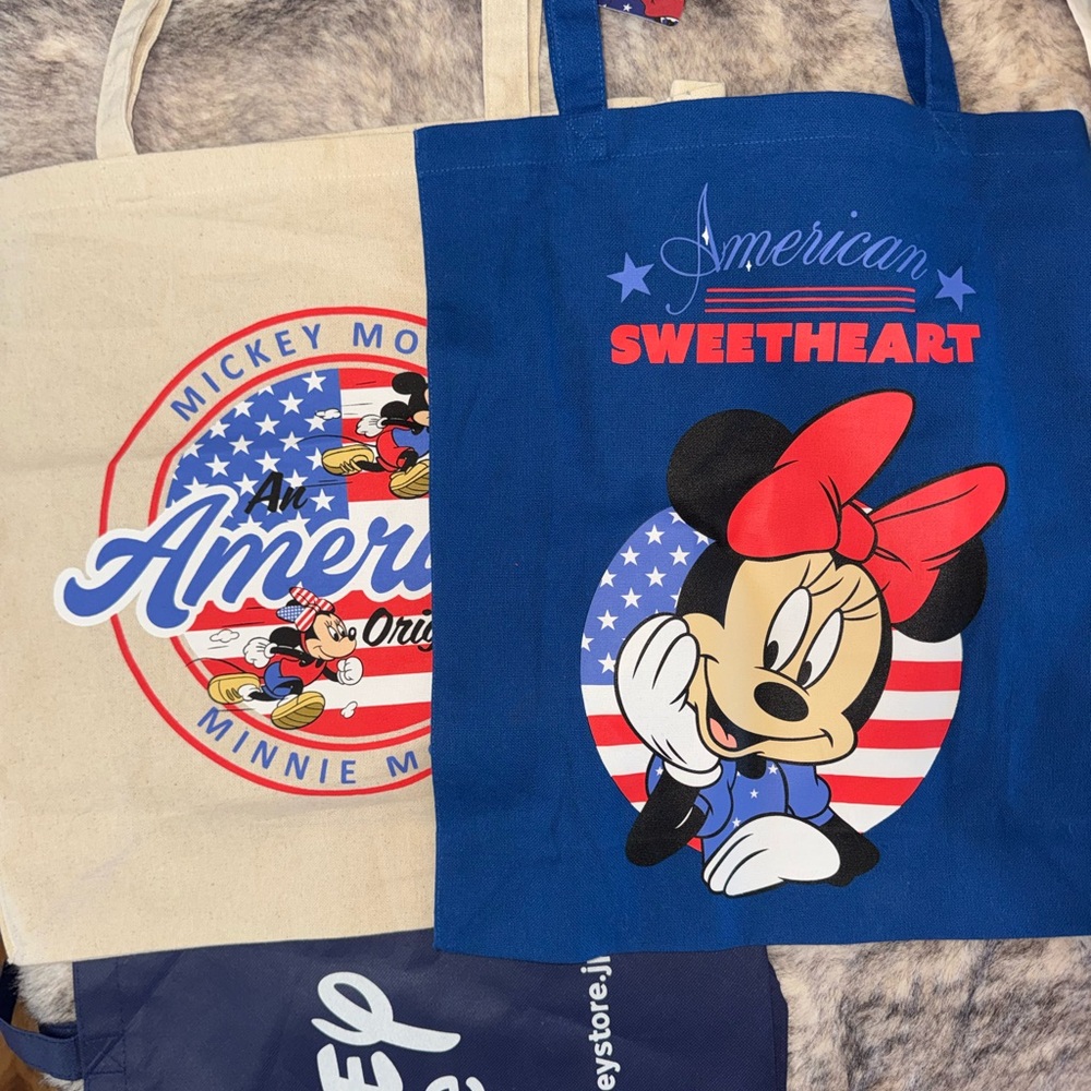 Disney Minnie Mouse American Sweetheart Tote set with Disney store tote